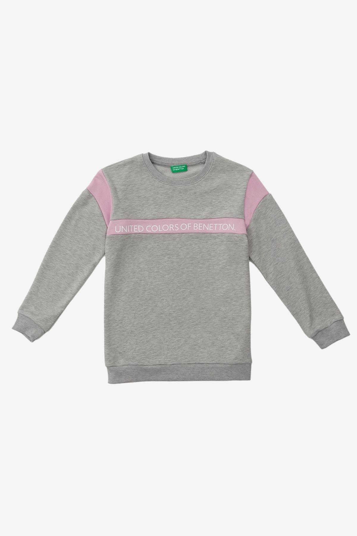 United Colors of Benetton Kız Çocuk Gri Sweatshirt