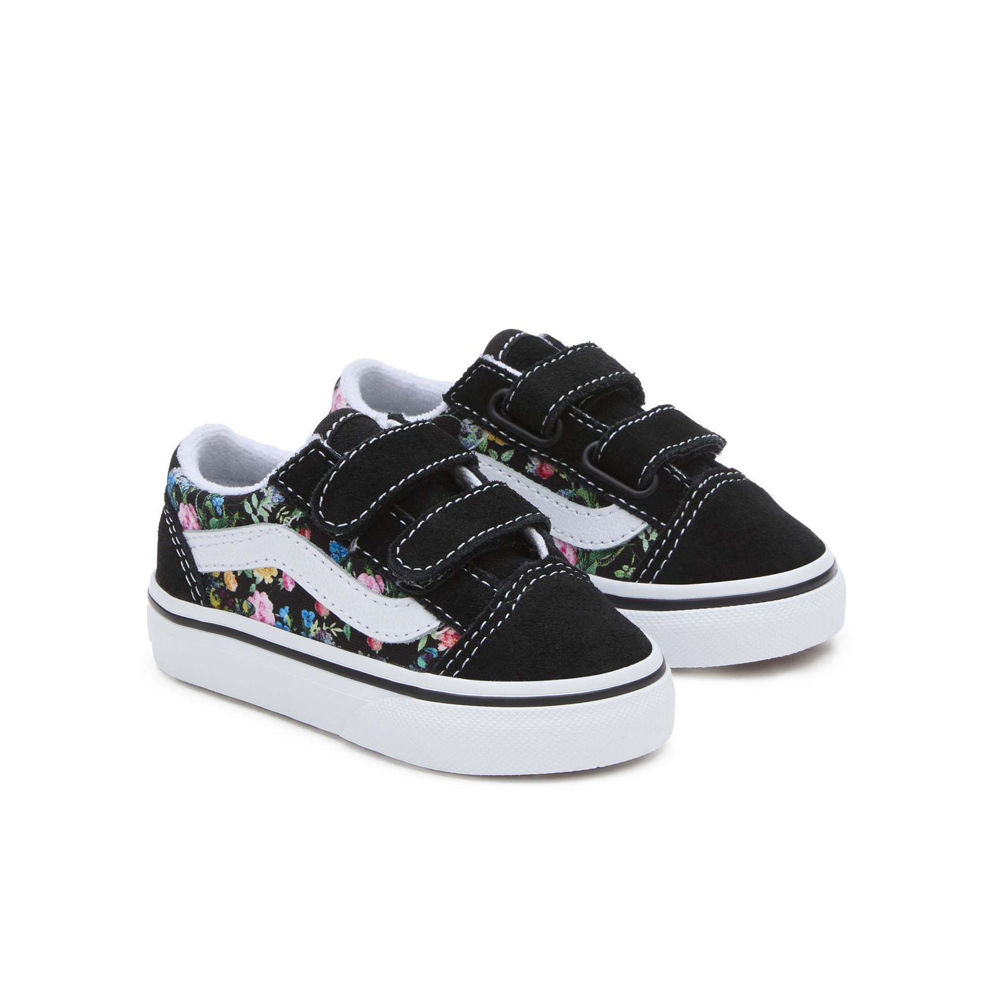 Vans Old Skool V Siyah Cırtlı Kız Çocuk Spor Ayakkabı