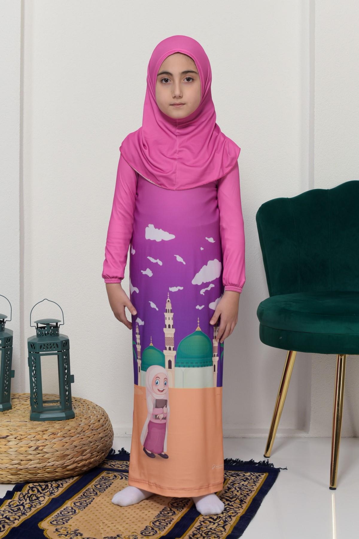 شراشف صلاة للأطفال قطعة واحدة من الليكرا وردي غامق - تصميم مميز وجودة عالية