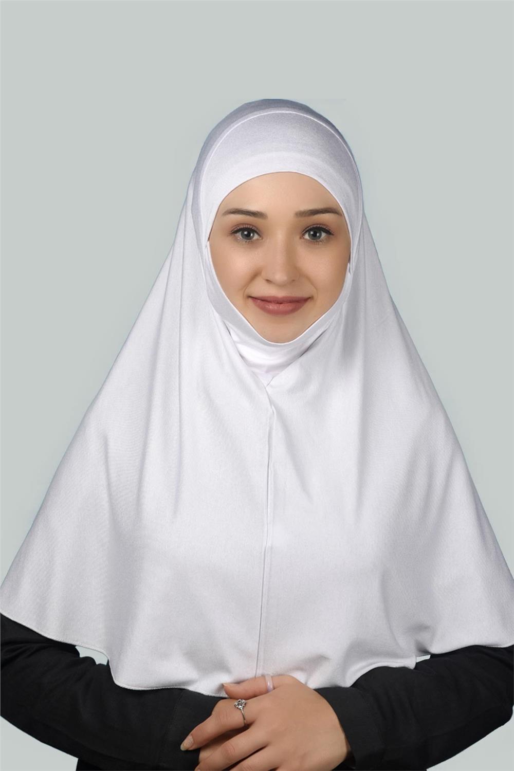 Istant Hijab Practical Scarf and Nikap - Prayer Hijab (XL) - White | ALTOBEH
