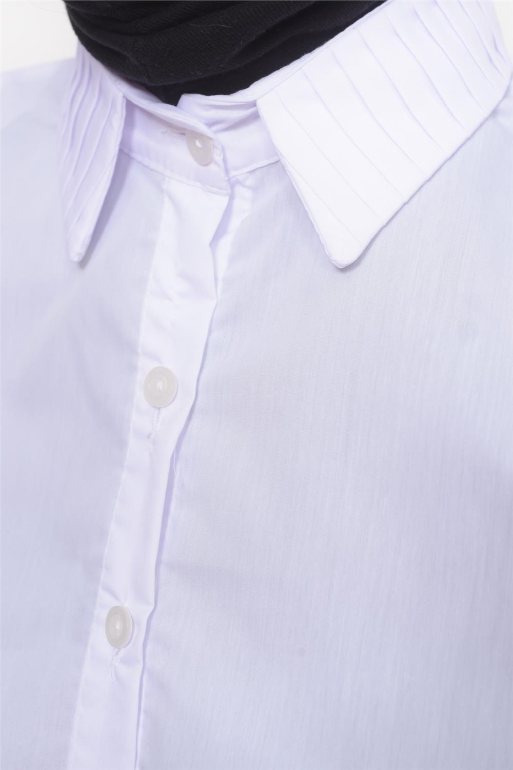 Beyaz Gömlek Yaka Tesettür Boyunluk | Altobeh Tesettür Giyim