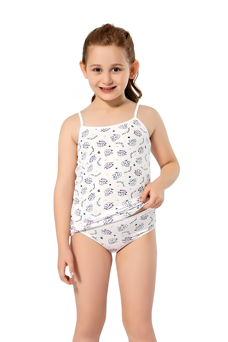 KIZ ÇOCUK BASKILI LİKRALI BİKİNİLİ TAKIM