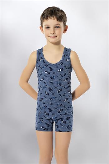 ERKEK ÇOCUK BASKILI LİKRALI BOXERLI TAKIM