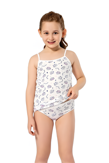 KIZ ÇOCUK BASKILI LİKRALI BİKİNİLİ TAKIM