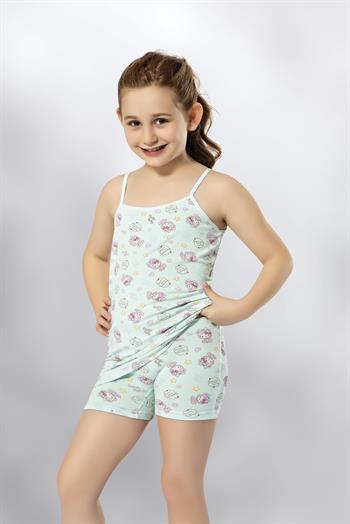 KIZ ÇOCUK BASKILI LİKRALI ŞORTLU TAKIM