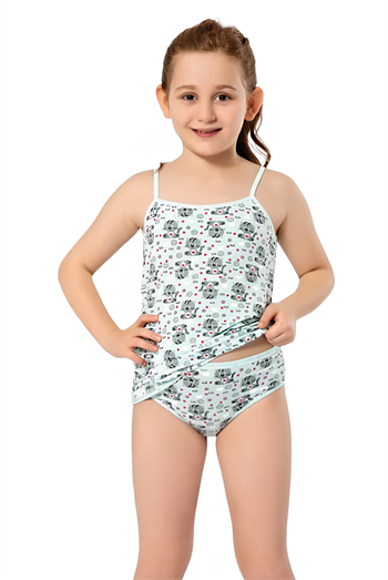 KIZ ÇOCUK BASKILI LİKRALI BİKİNİLİ TAKIM