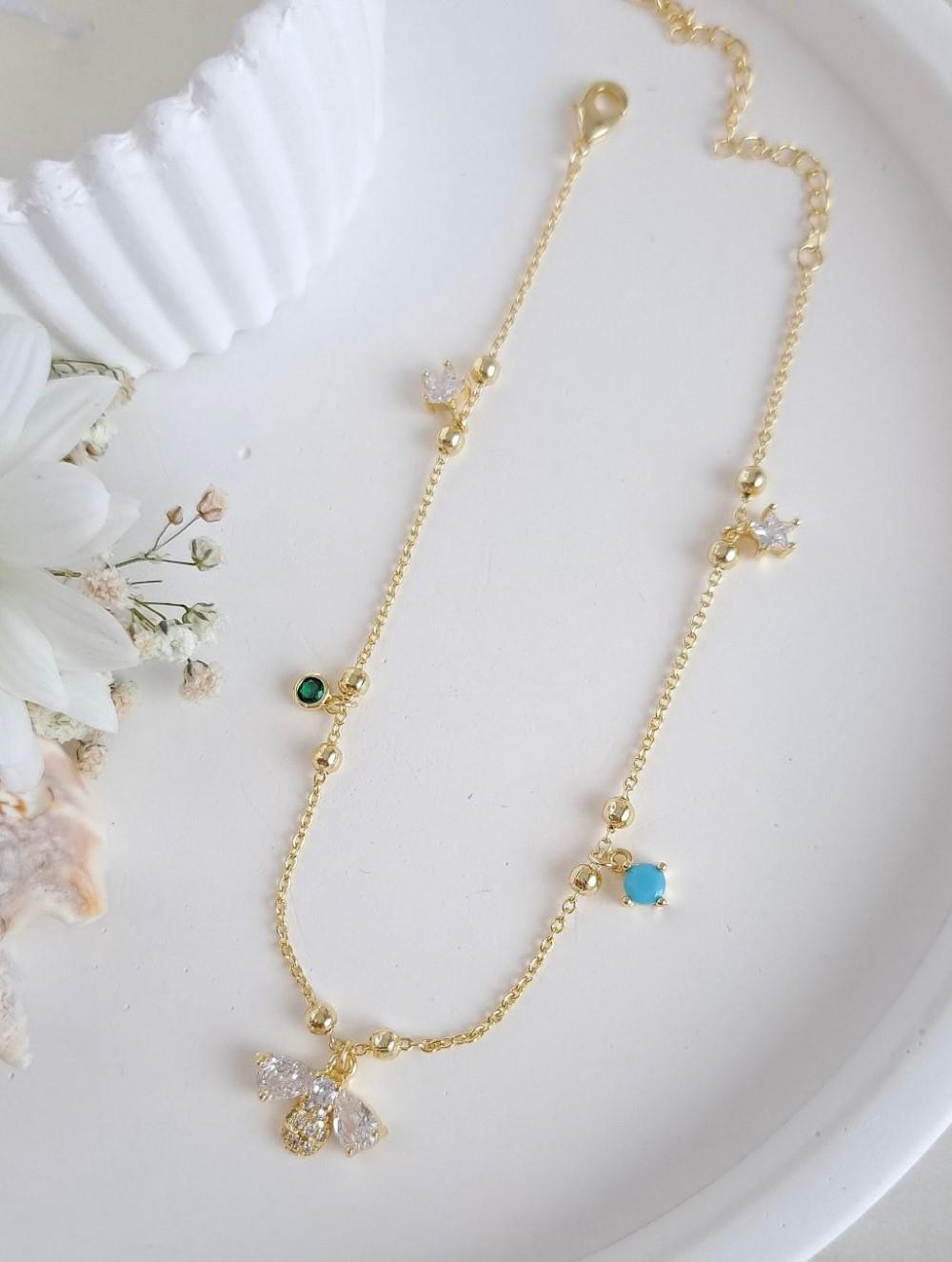14K ALTIN KAPLAMA İTHAL  ARI DETAY HALHAL