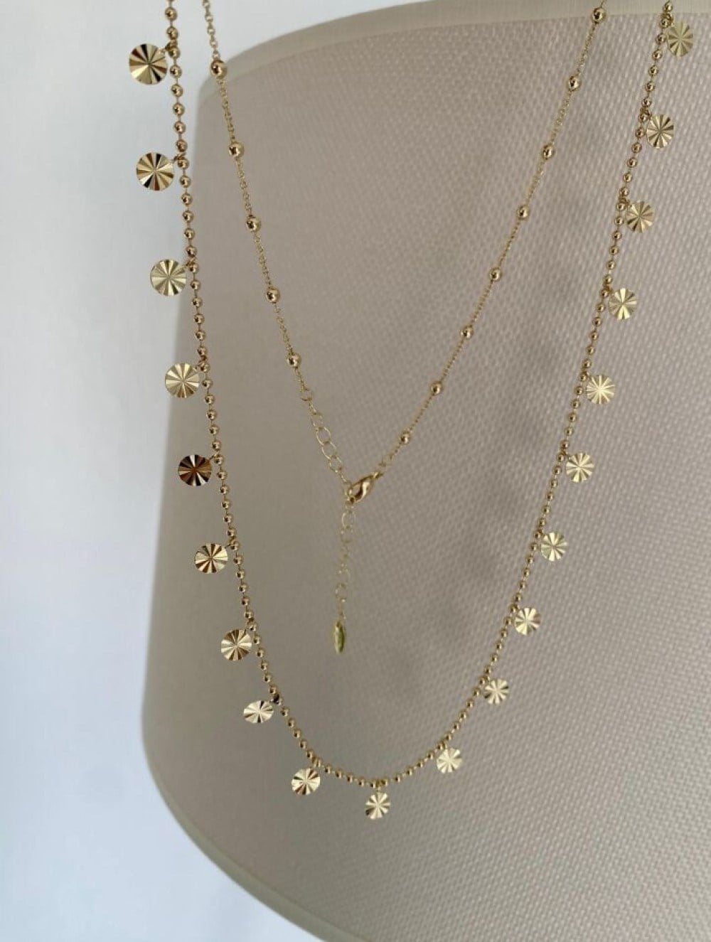14K ALTIN KAPLAMA İTHAL İKİLİ PUL KOLYE