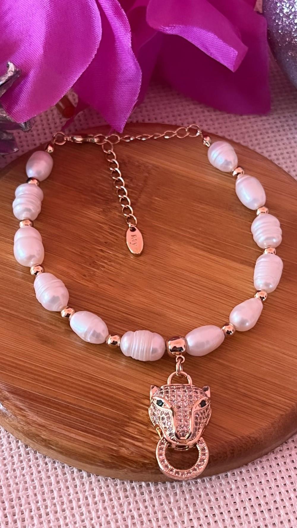 VİP İNCİLİ KAPLAN BİLEKLİK