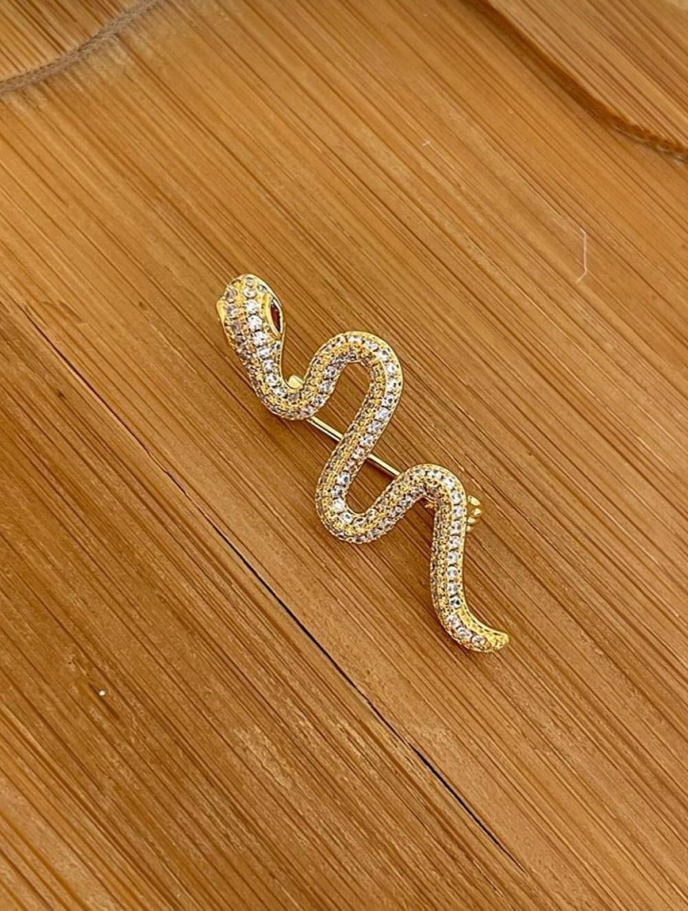 ÇELİK ZİRKON YILAN BROŞ