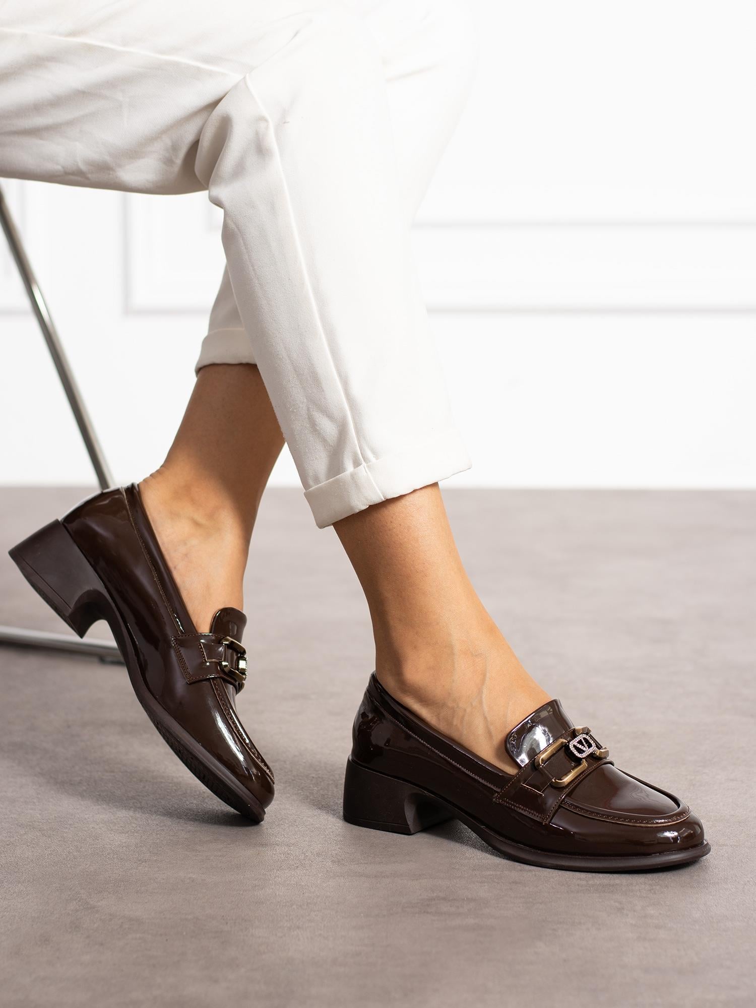 BERRY Kahve Rugan Toka Detay Kadın Loafer