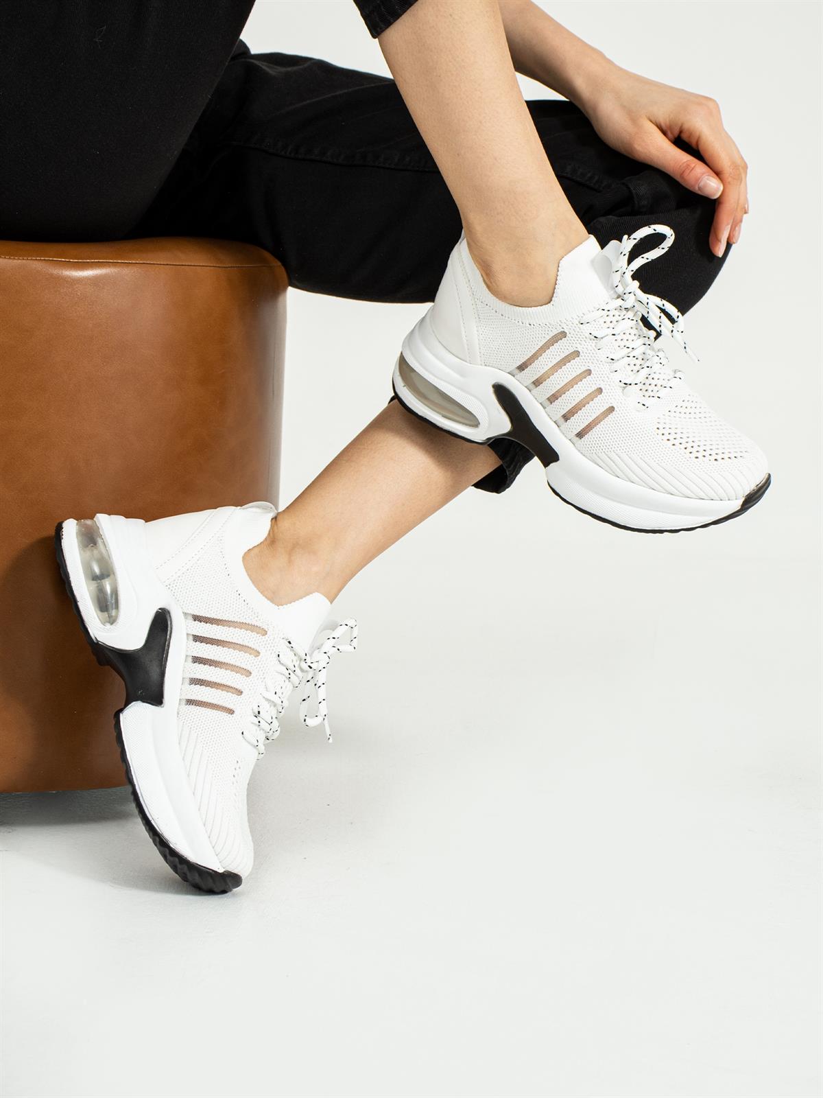 Beyaz Triko Kadın Sneakers