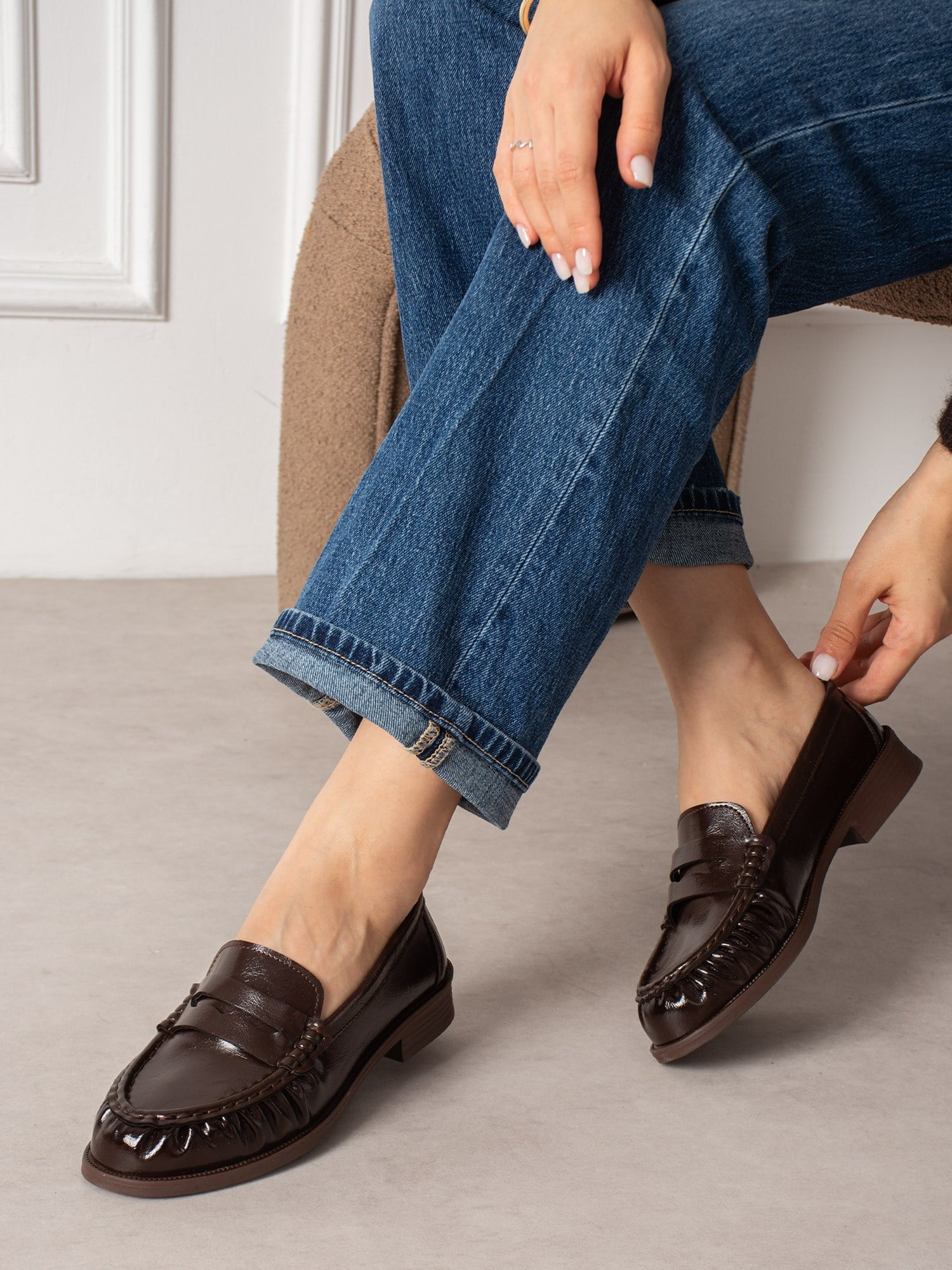 BOLLY Kahve Rugan Kadın Loafer