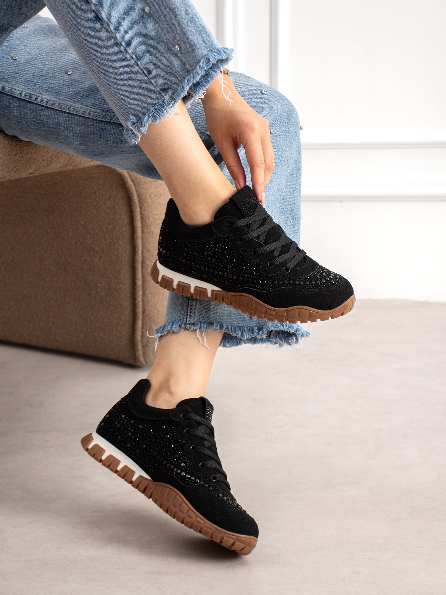 CALİNA Siyah Taşlı Kadın Sneakers