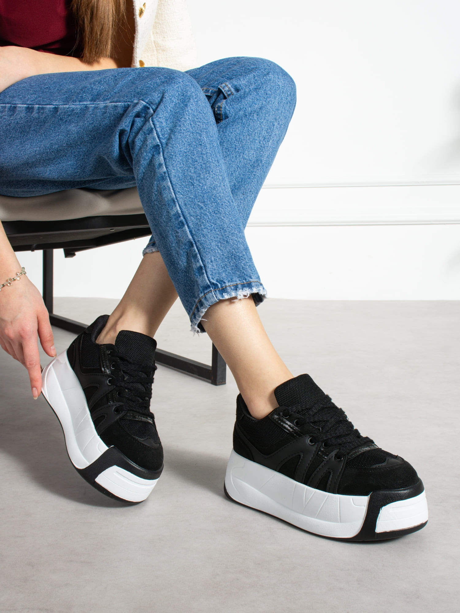 CARLA Siyah Yüksek Tabanlı Kadın Sneakers