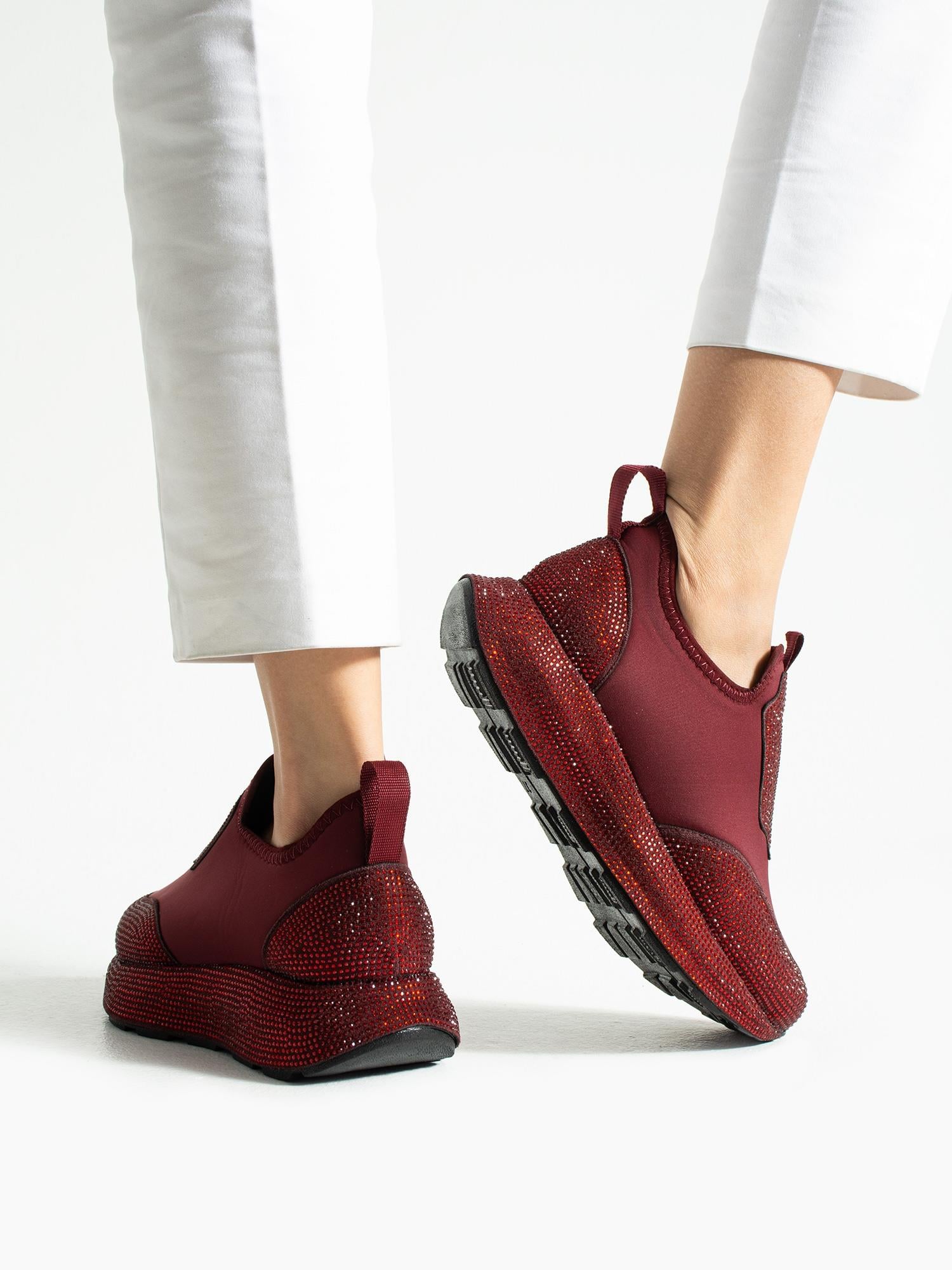 CELİS Bordo Taş Detay Kadın Sneakers