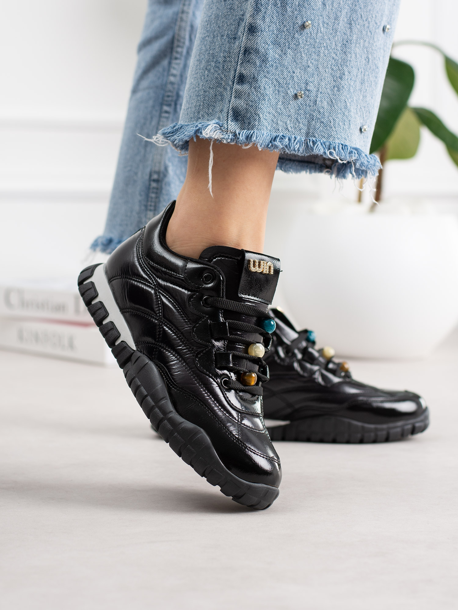 CORTİNA Siyah Rugan Bağcıklı Kadın Sneakers