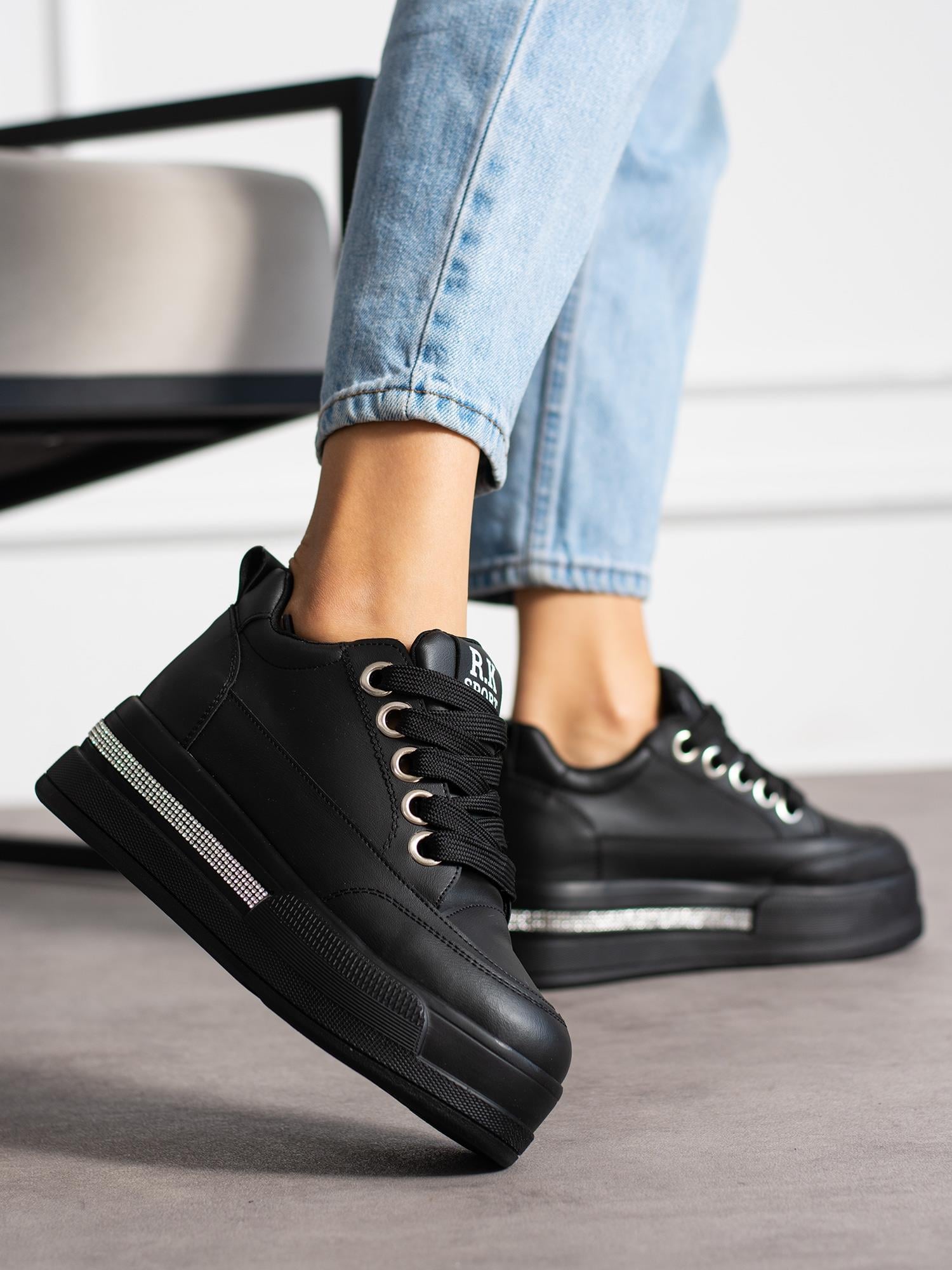 FEMİ Siyah Taş Detay Kadın Sneakers