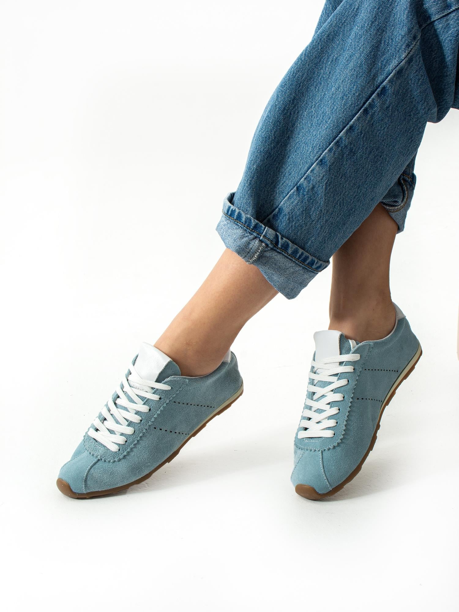 FULGOR Mavi Hakiki Deri Kadın Sneakers