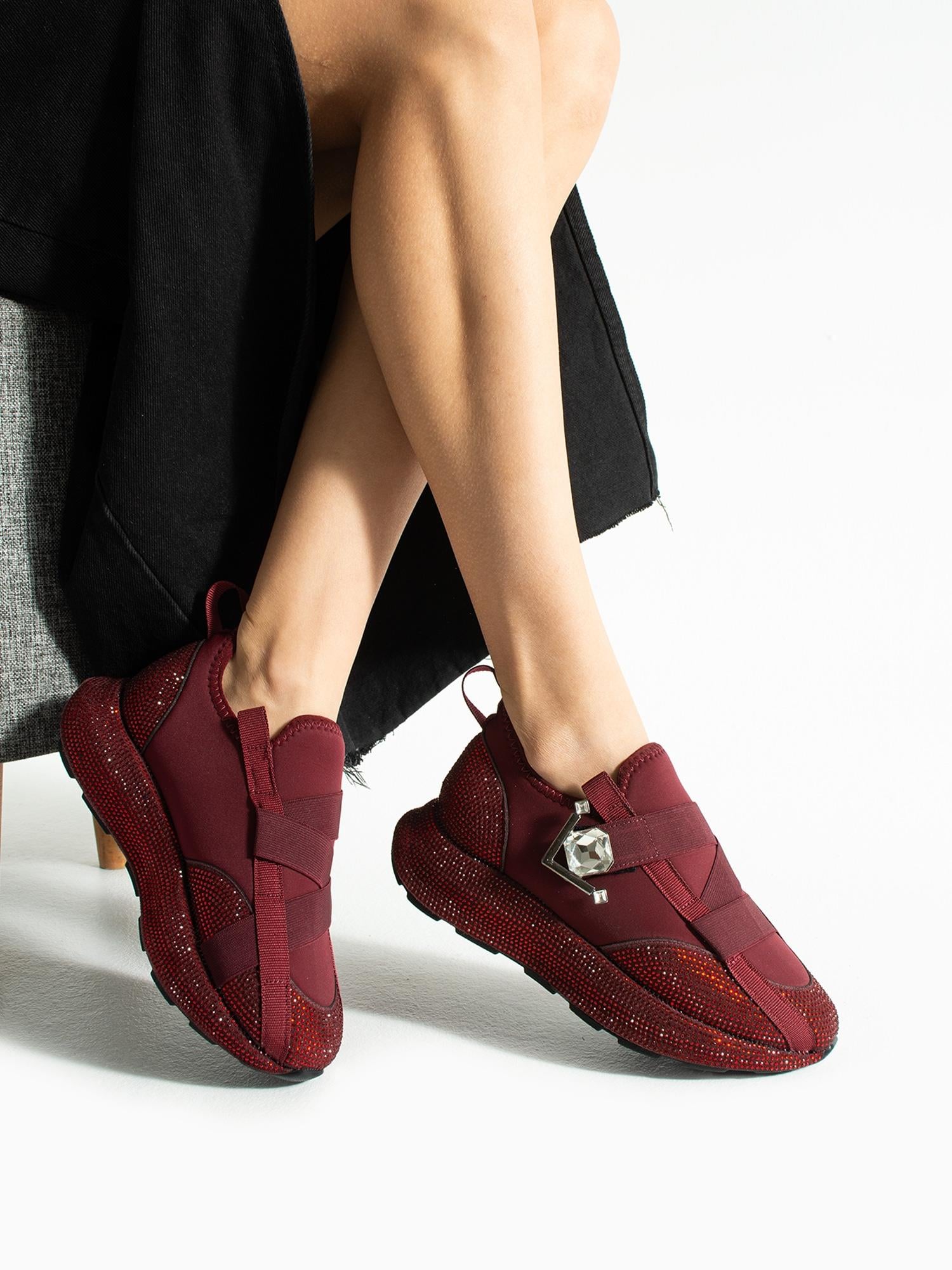 GOCCİA Bordo Taşlı Kadın Sneakers
