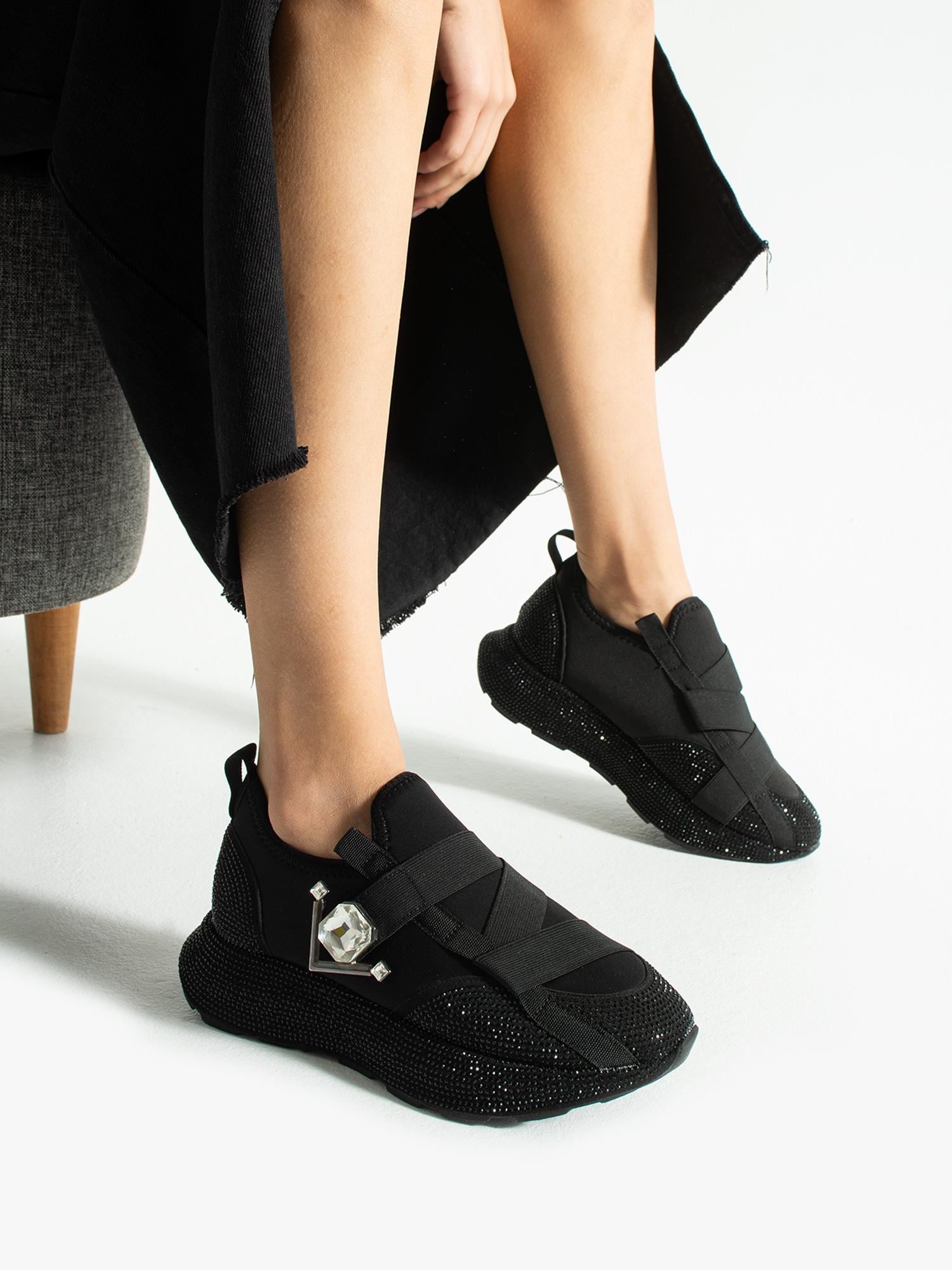 GOCCİA Siyah Taşlı Kadın Sneakers