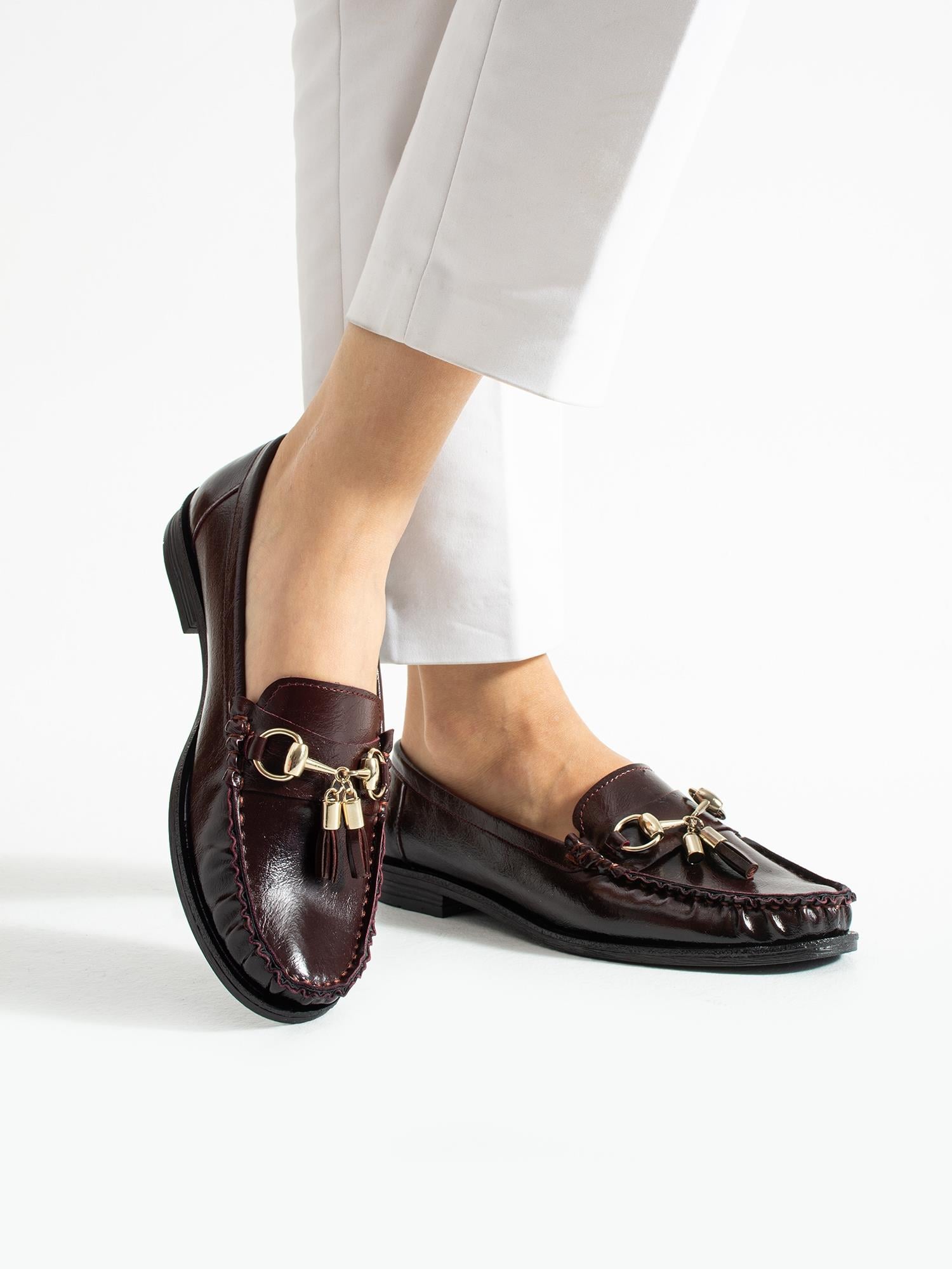 GROVE Bordo Toka Detay Kadın Loafer
