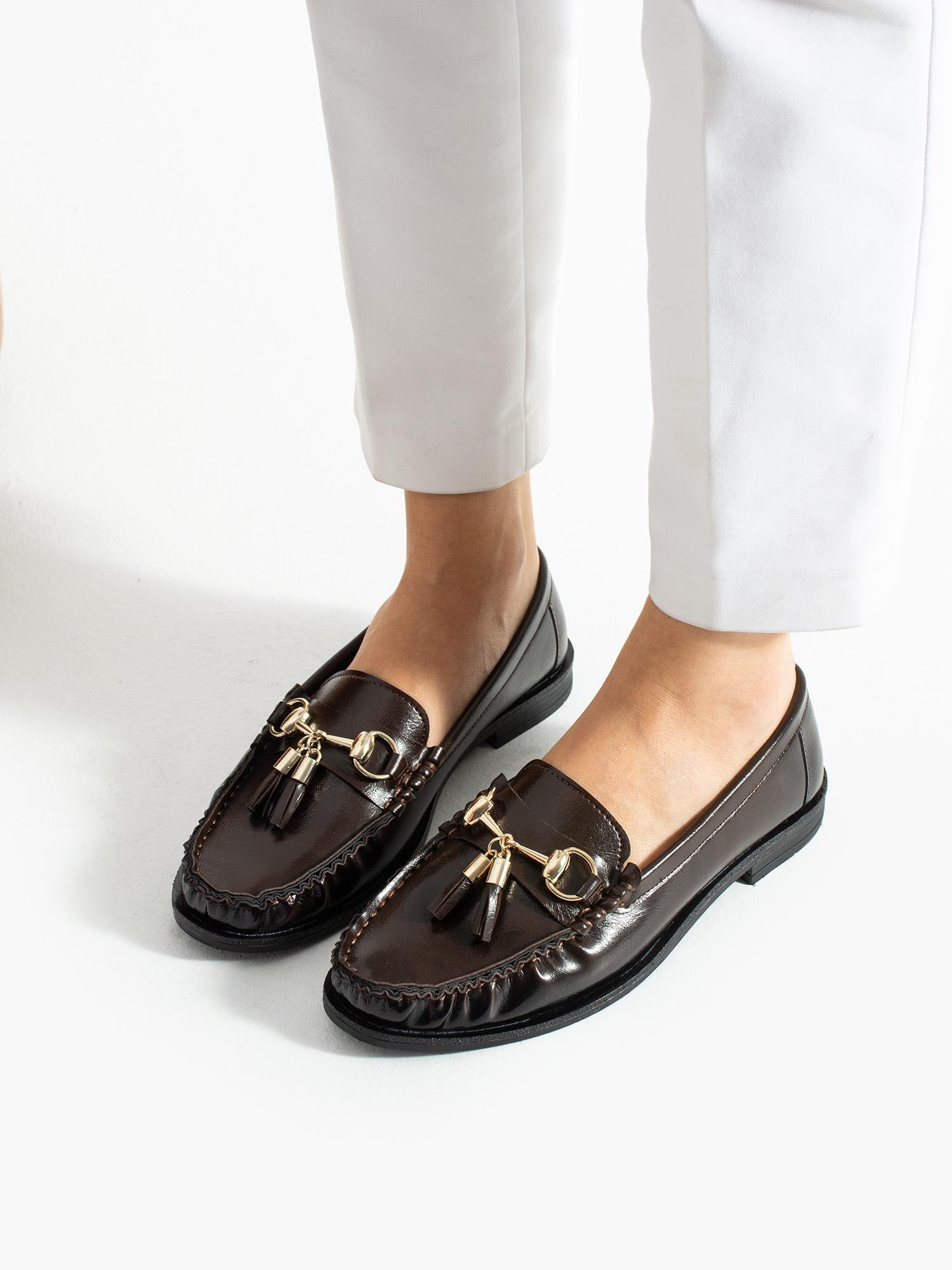 GROVE Kahve Toka Detay Kadın Loafer