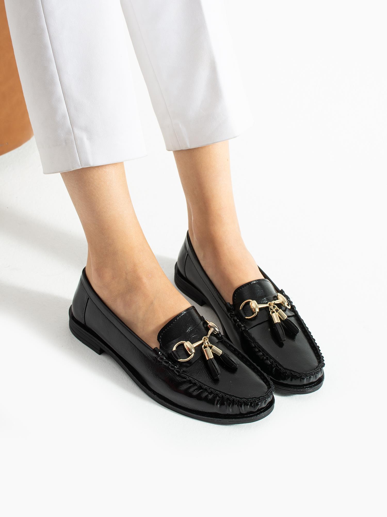 GROVE Siyah Toka Detay Kadın Loafer