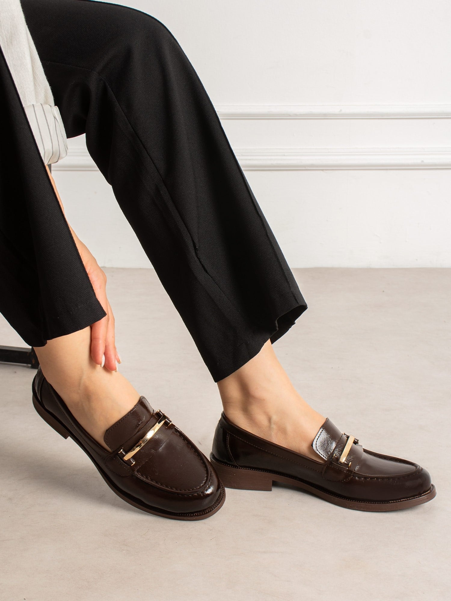 HADİD Kahve Rugan Toka Detaylı Kadın Loafer