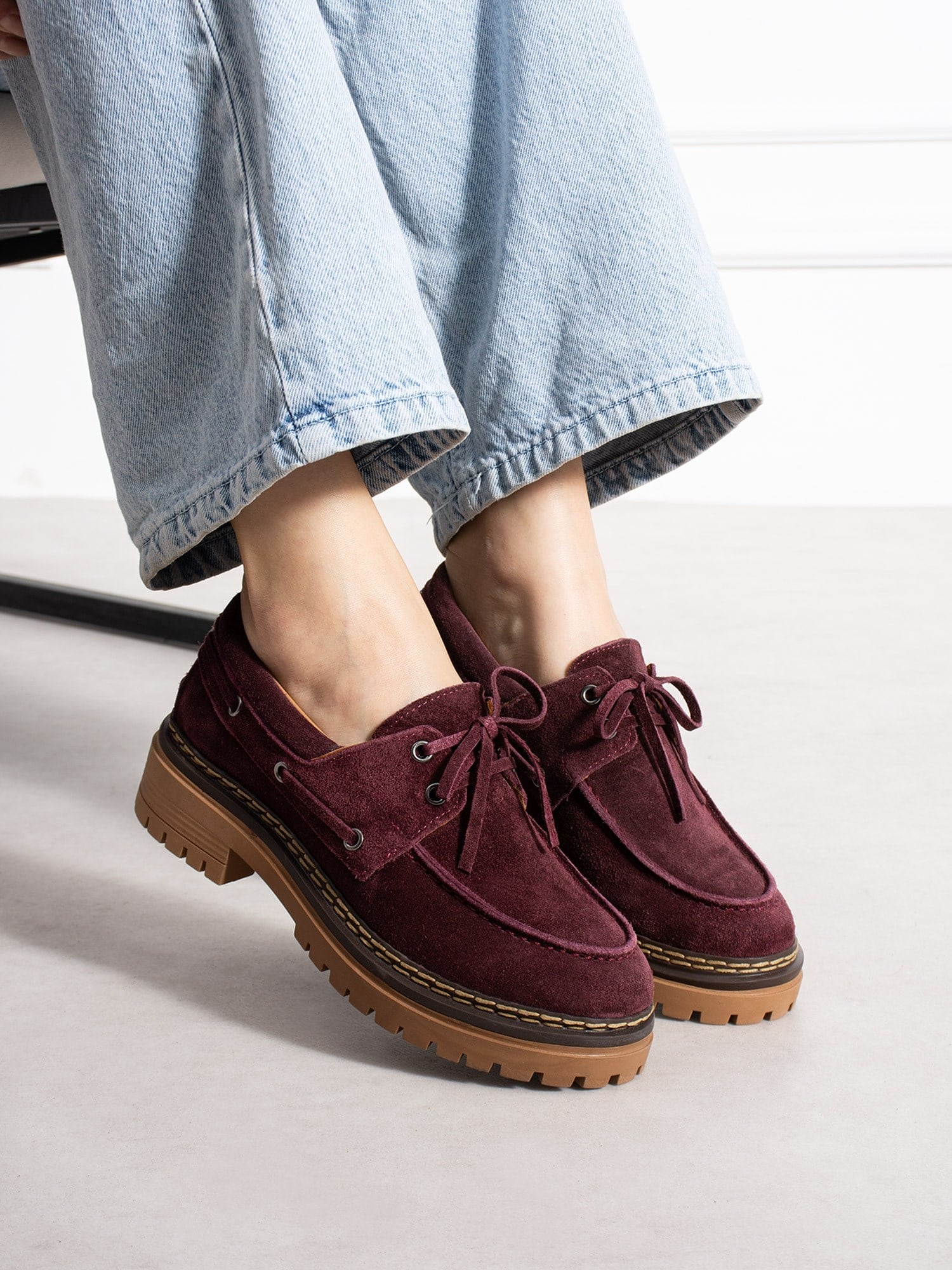 LAVENTO Bordo Hakiki Deri Kadın Loafer