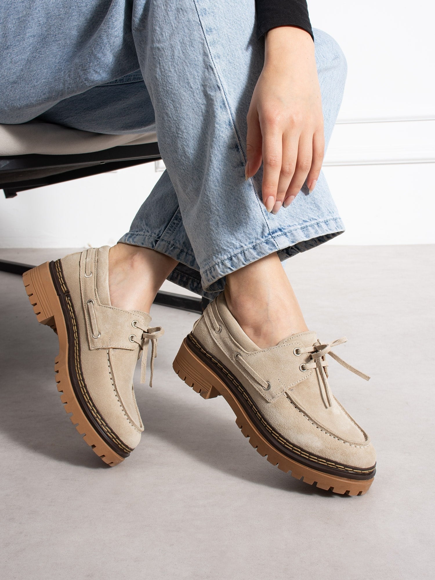 LAVENTO Krem Hakiki Deri Kadın Loafer