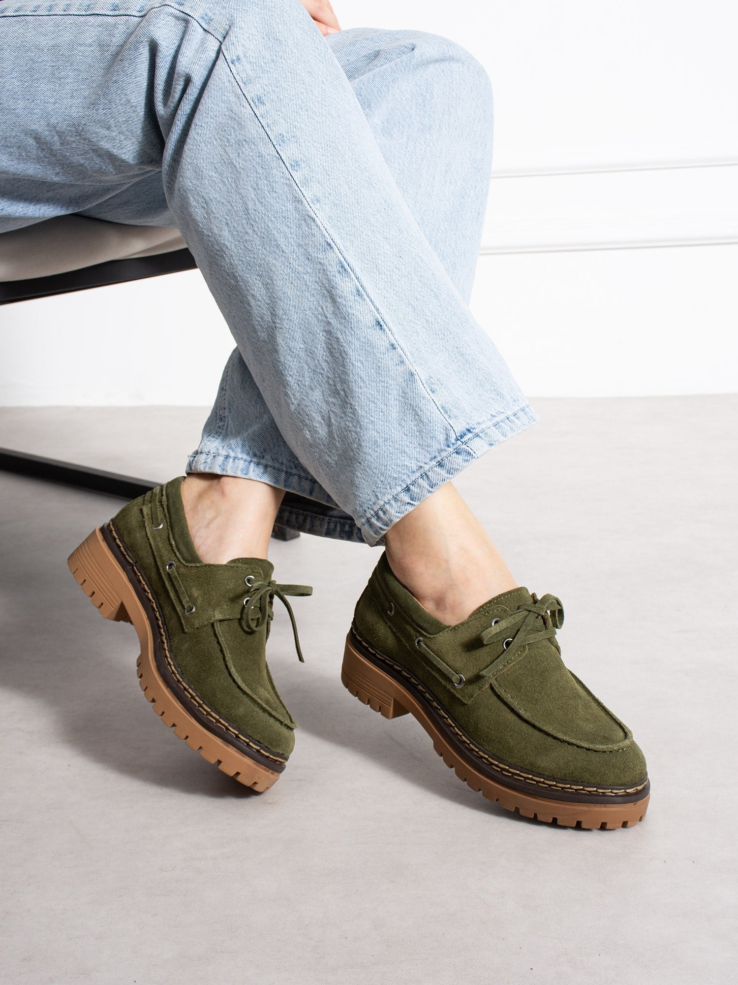LAVENTO Yeşil Hakiki Deri Kadın Loafer