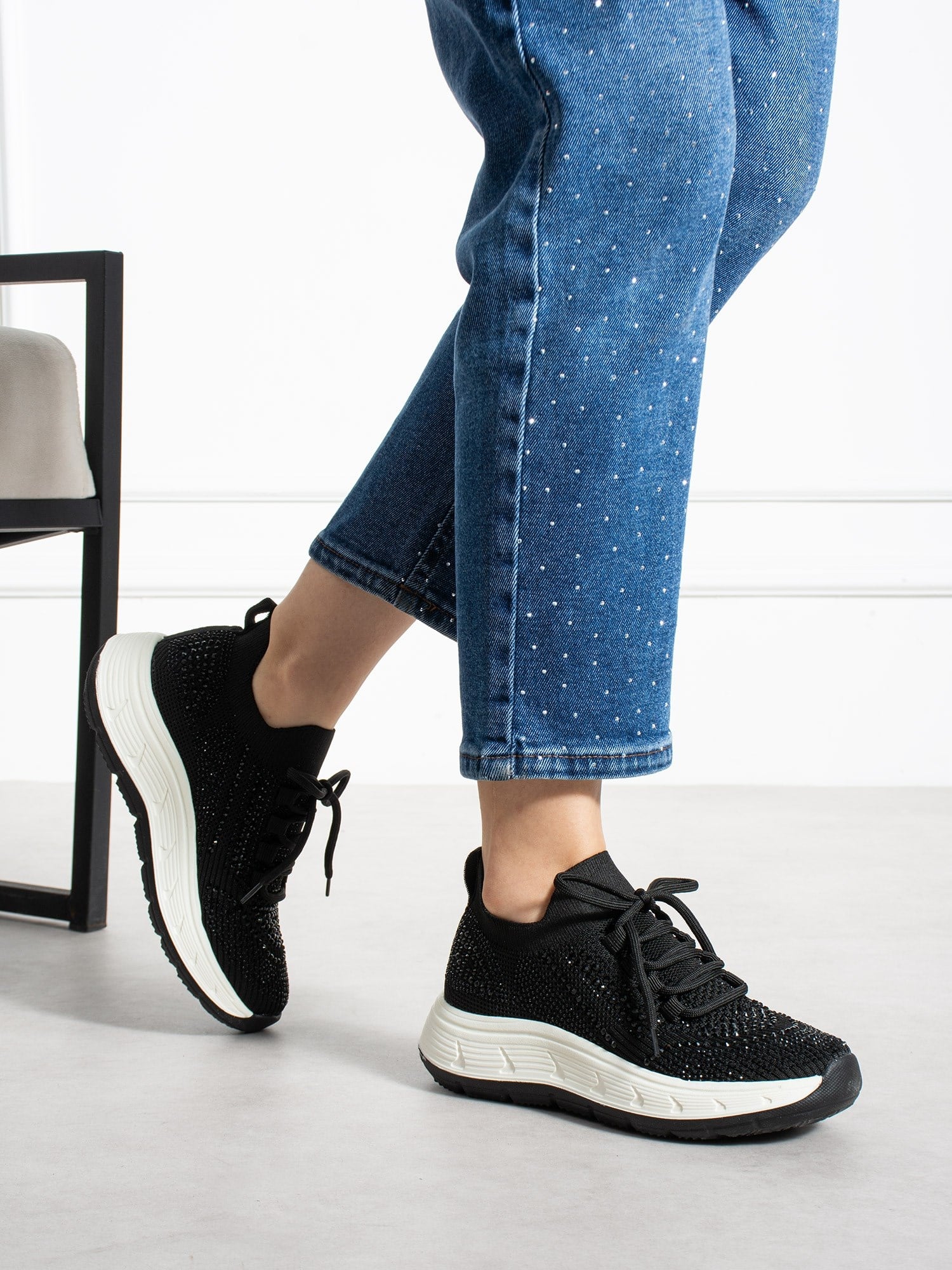 OHRİD Siyah Taşlı Kadın Sneakers