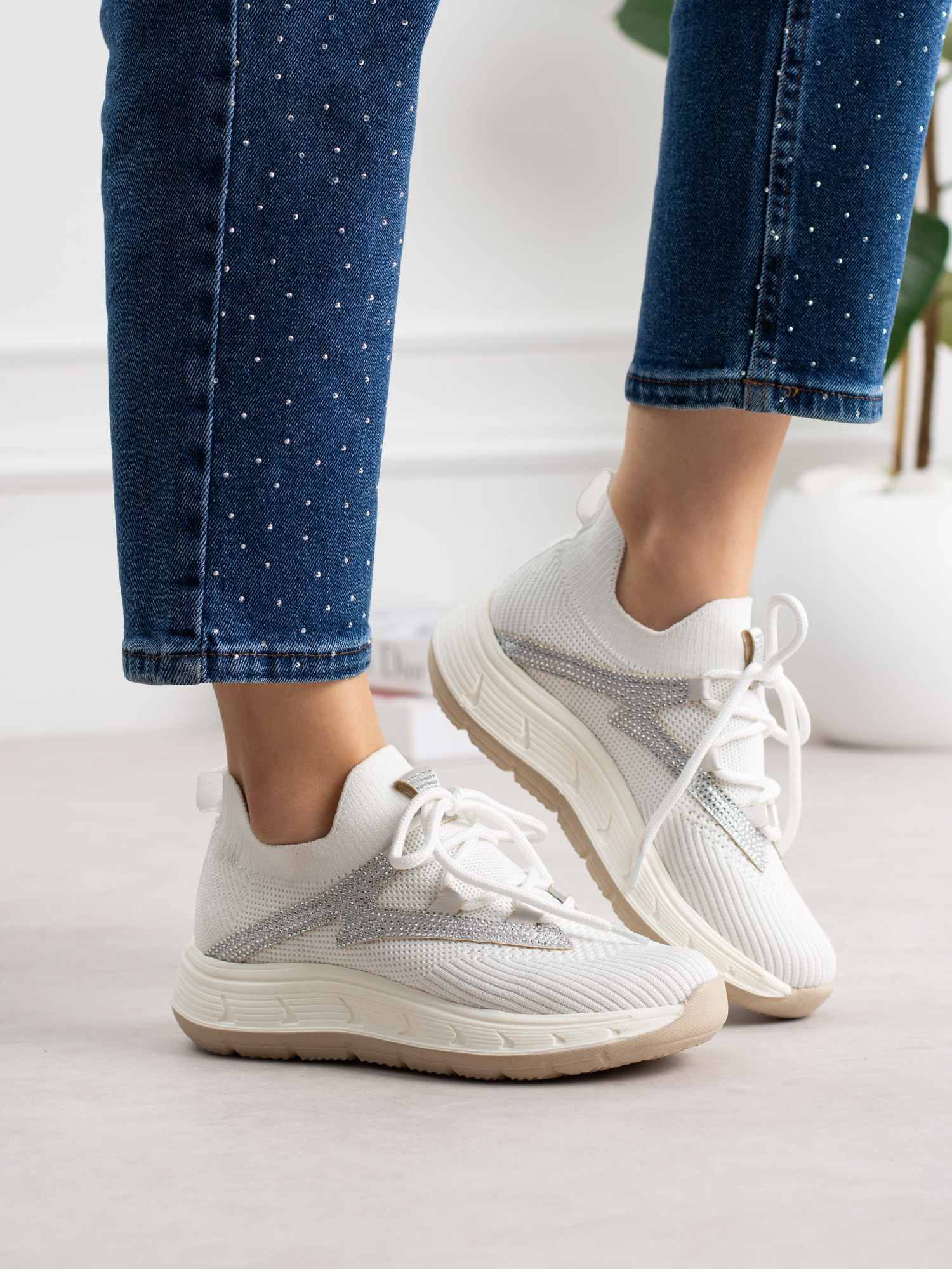 VİVO Beyaz Triko Kadın Sneakers