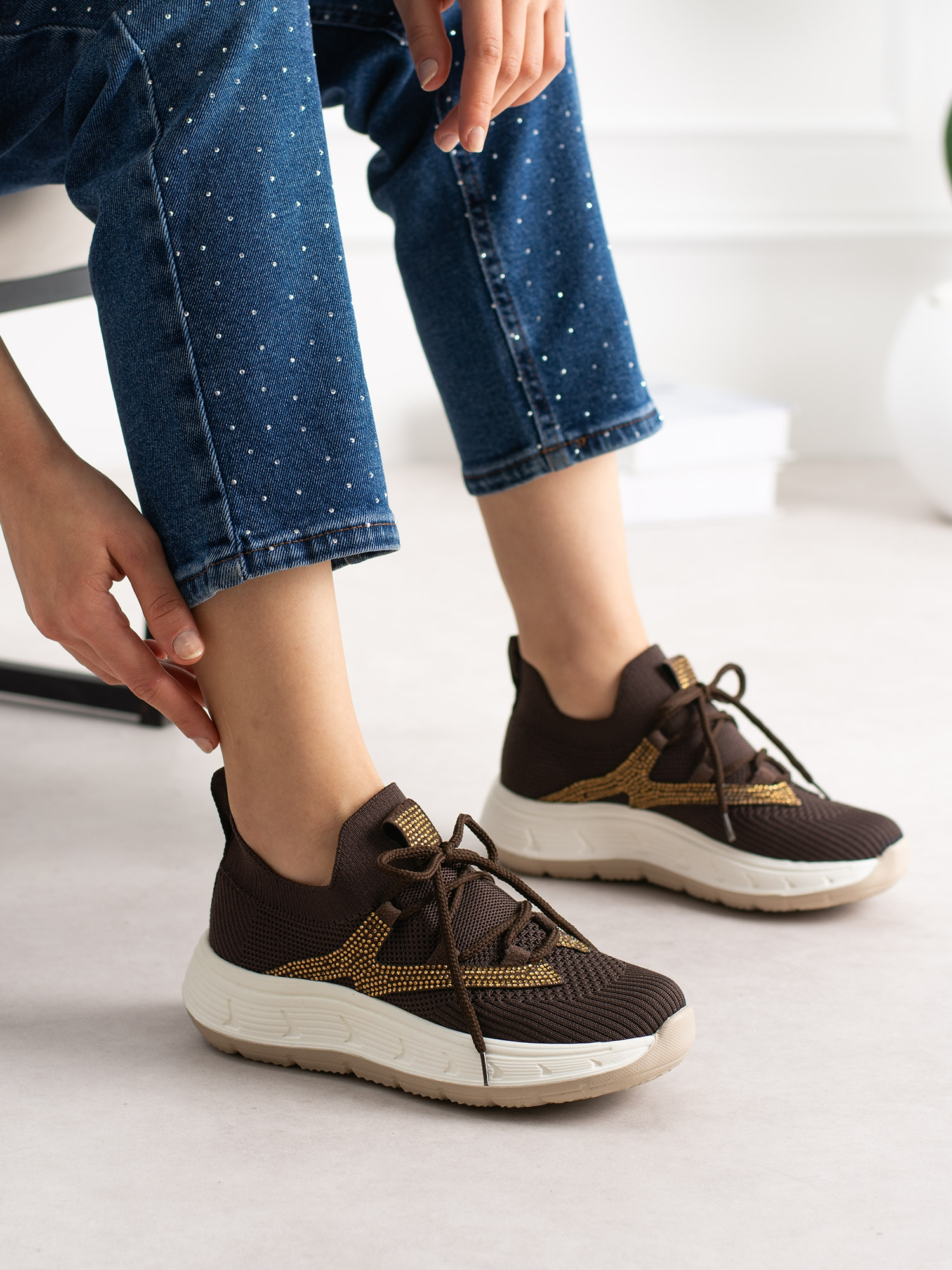 VİVO Kahve Triko Kadın Sneakers