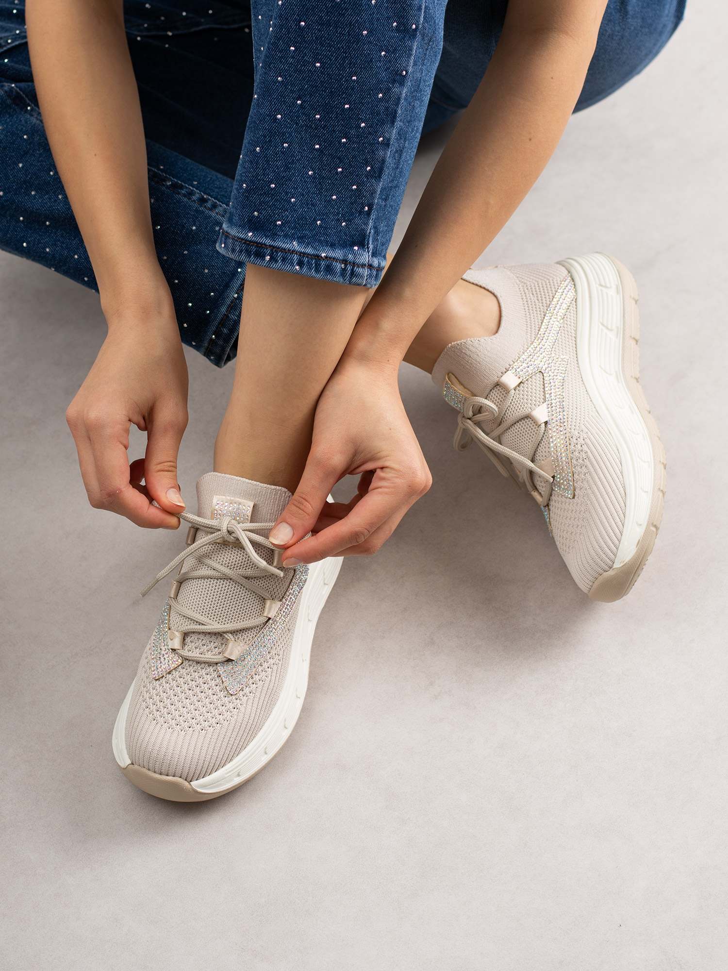 VİVO Krem Triko Kadın Sneakers
