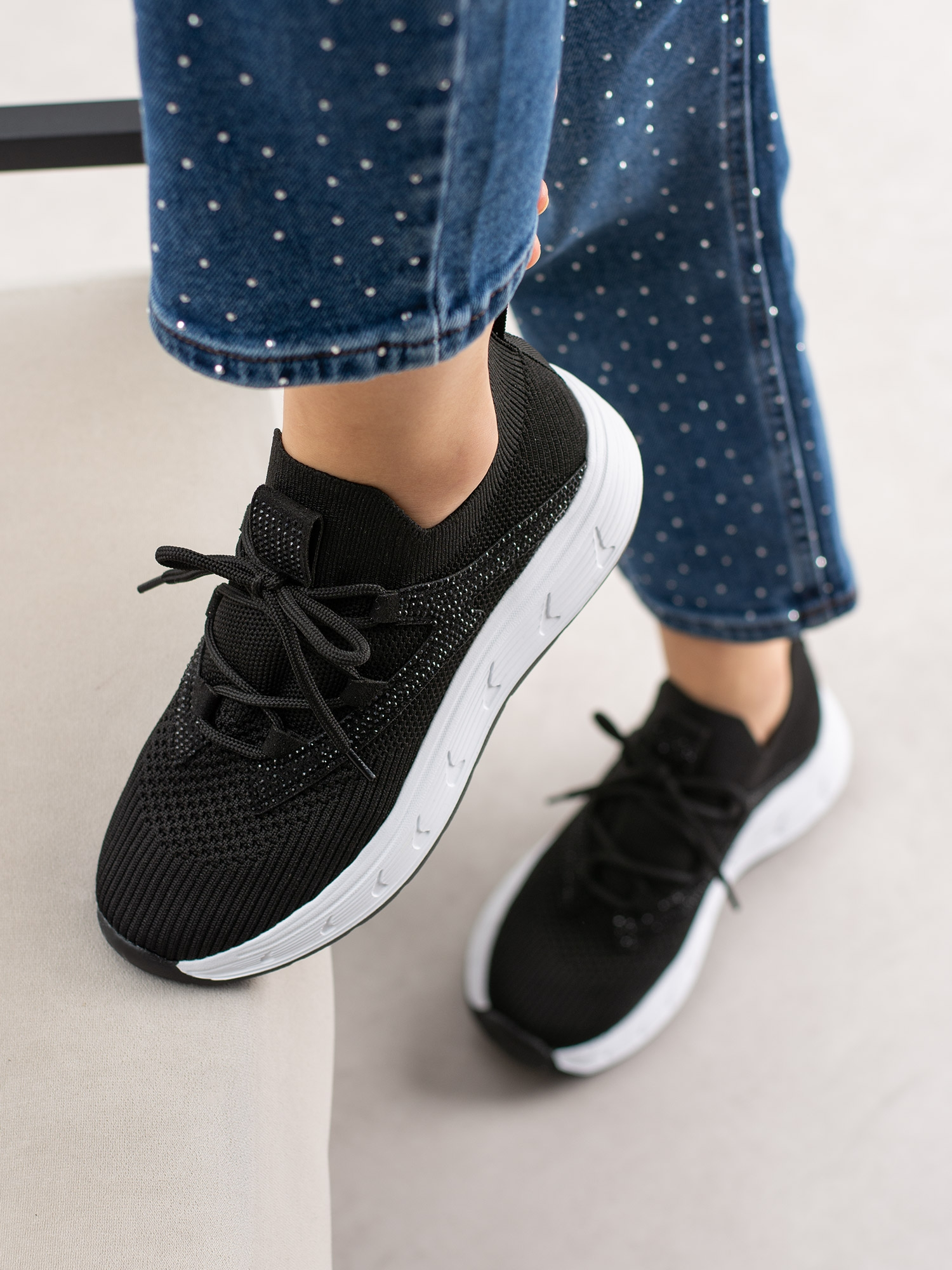 VİVO Siyah Triko Kadın Sneakers