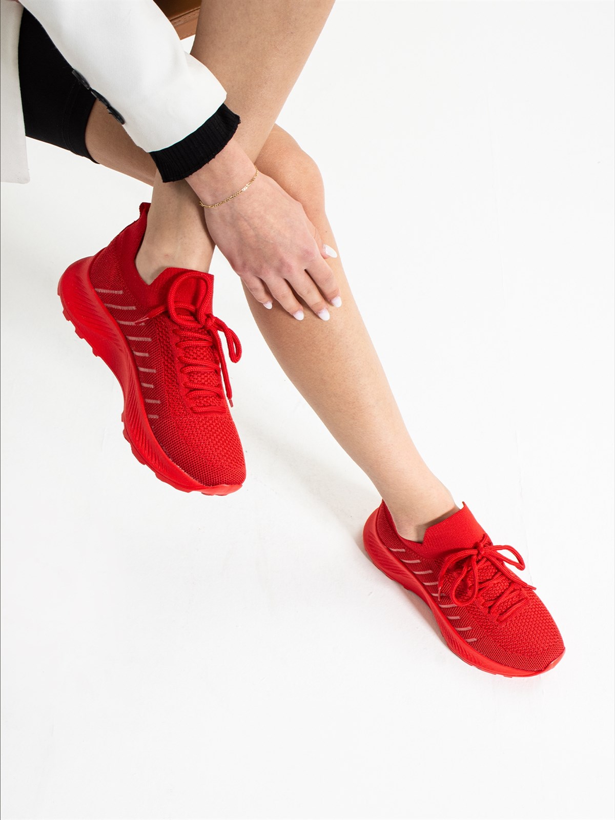Kırmızı Triko Kadın Sneakers
