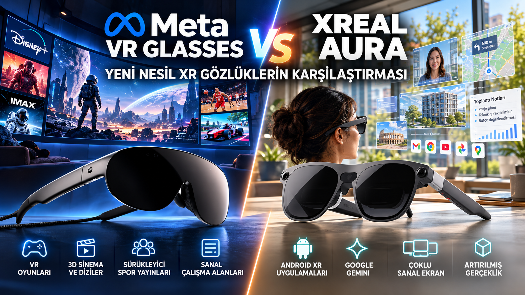 Meta VR Glasses ve XREAL Aura Karşılaştırması