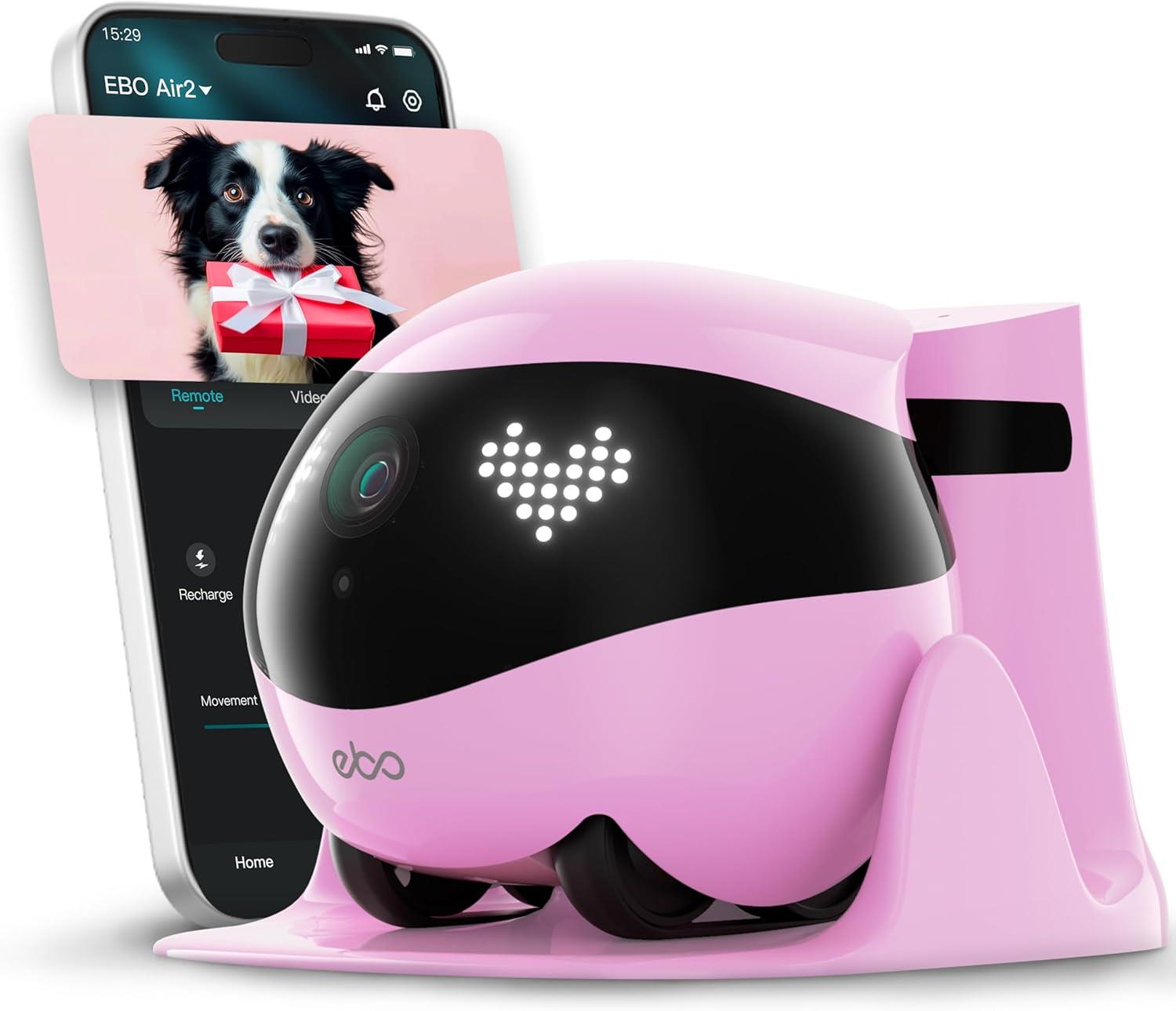 Enabot EBO Air 2 FamilyBot – 2K YZ Destekli Mobil Ev ve Evcil Hayvan Robotu Pembe