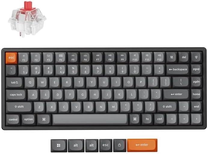 Keychron K2 Max QMK VIA Kablosuz Özel Mekanik Klavye Siyah Alüminyum Kırmızı Switch