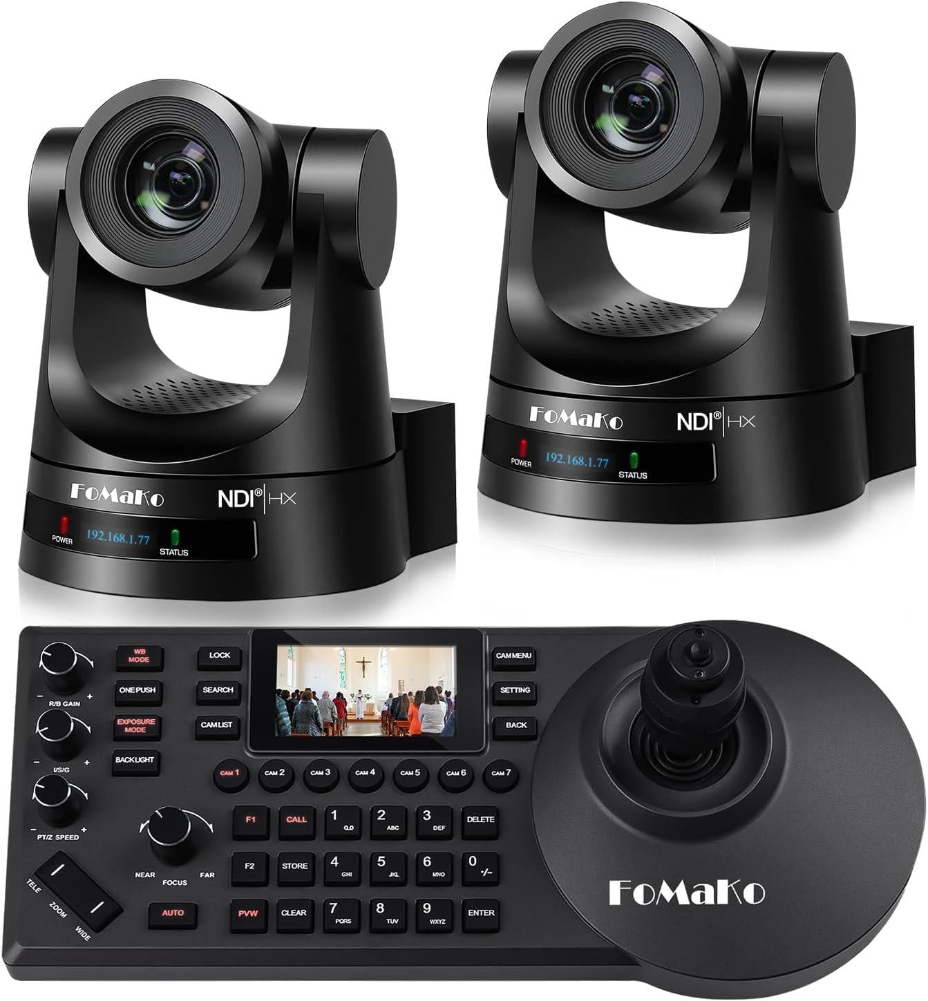 FoMaKo 20x Optik Zoom HDMI 3G-SDI IP PoE NDI PTZ Kameralar Ve Kontrol Klavyesi KN20Ax2 + KC608 (BN202)