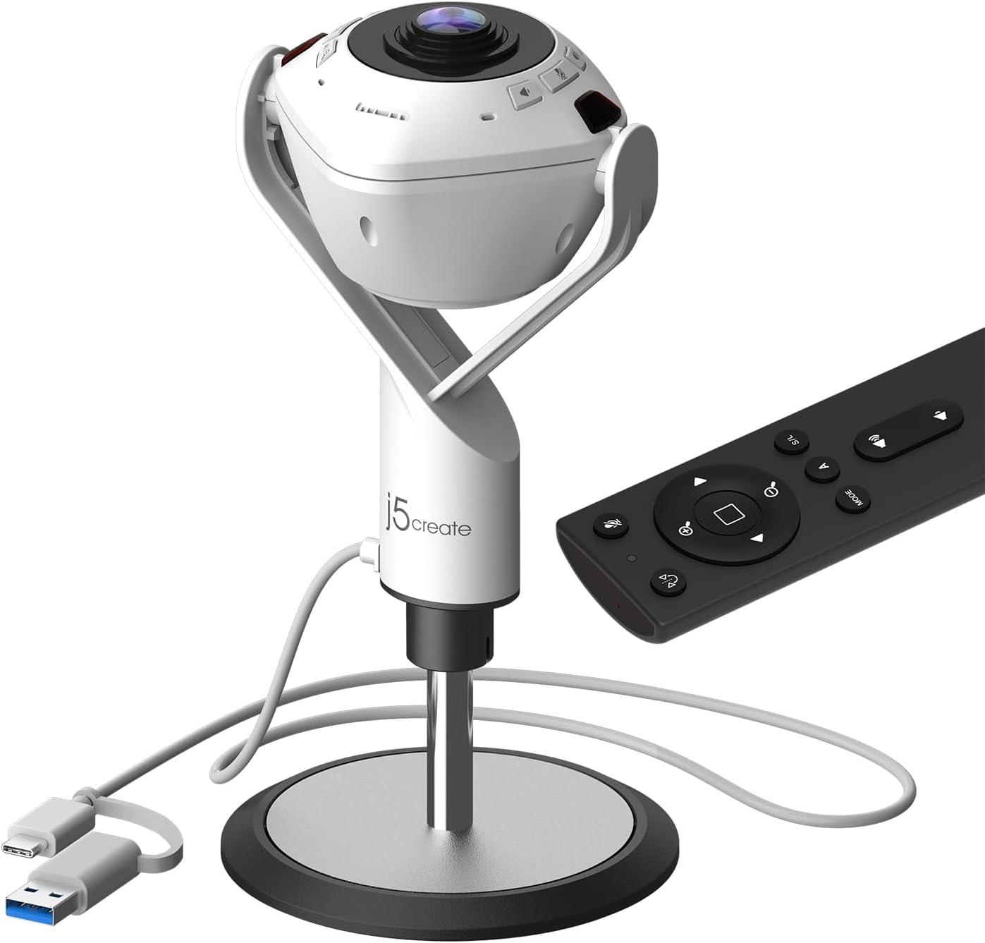 j5create AI Destekli 360 Video Konferans Toplantı ve Web Kamerası Uzaktan Kumanda Dahil (JVU368)
