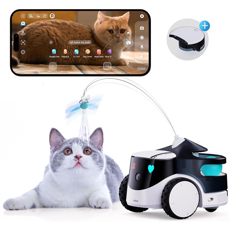 Enabot ROLA PetPal 2.5K AI Kameralı Evcil Hayvan Robotu Depolama + Etkileşimli Oyuncaklar Modülleri Dahil