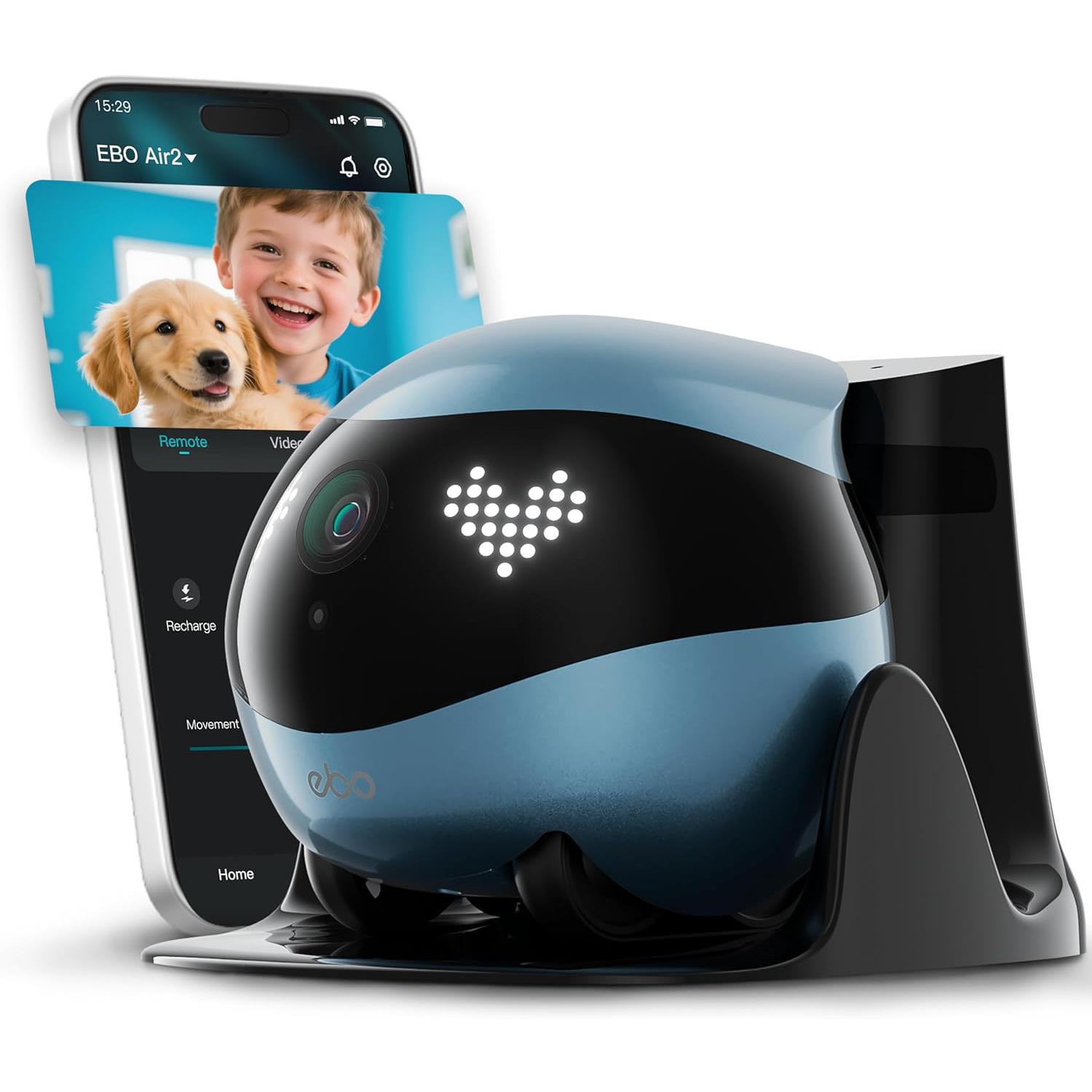 Enabot EBO Air 2 FamilyBot – 2K YZ Destekli Mobil Ev ve Evcil Hayvan Robotu Mavi