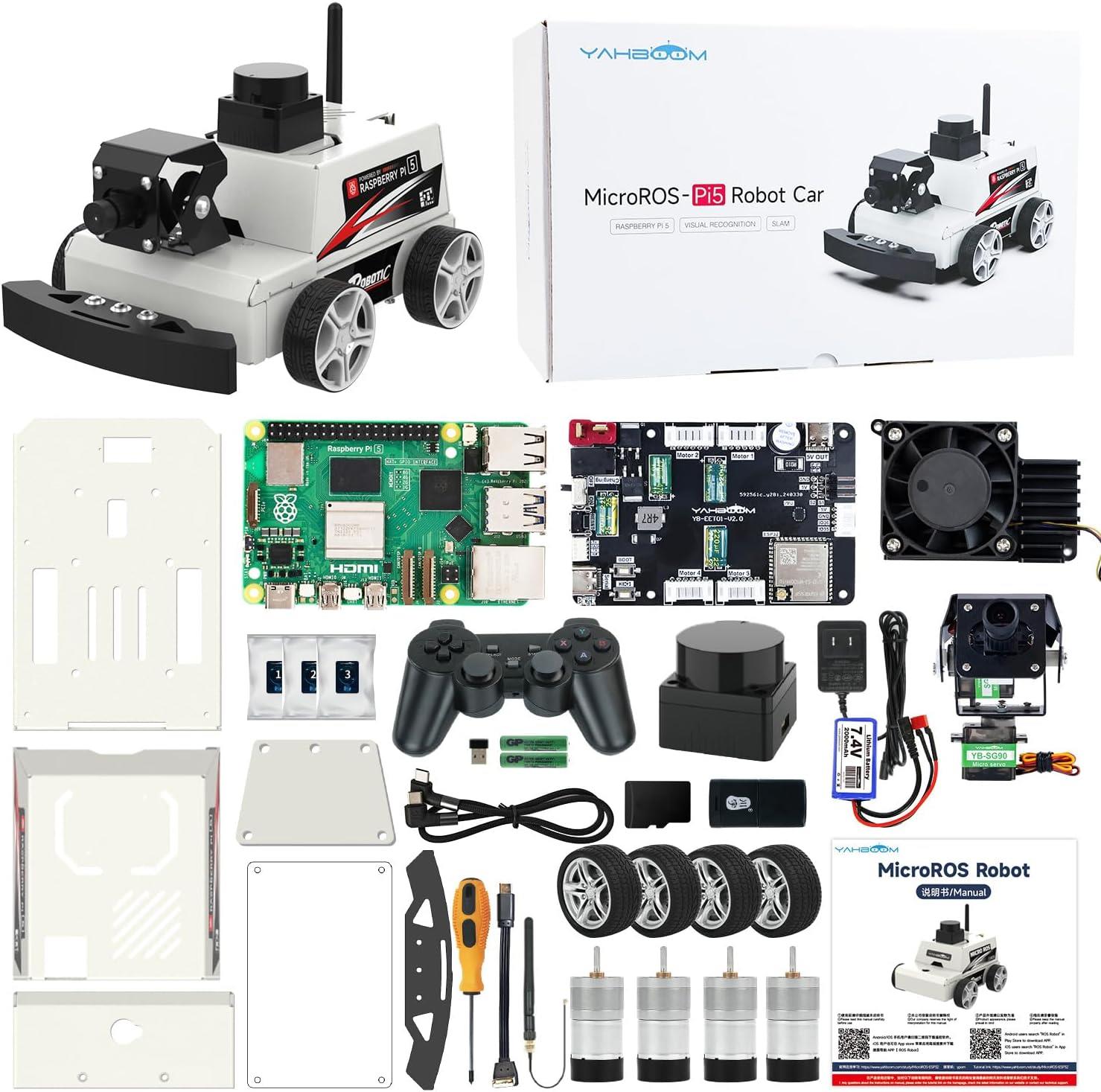 Yahboom Raspberry Pi 5 AI Görüş ROS2 Akıllı Otonom Robot Araba Kiti - Pi5 2GB Dahil