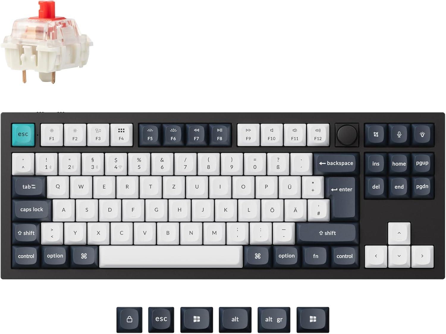 Keychron Q3 Max QMK-VIA Kablosuz Özel Mekanik Klavye Kırmızı Switch