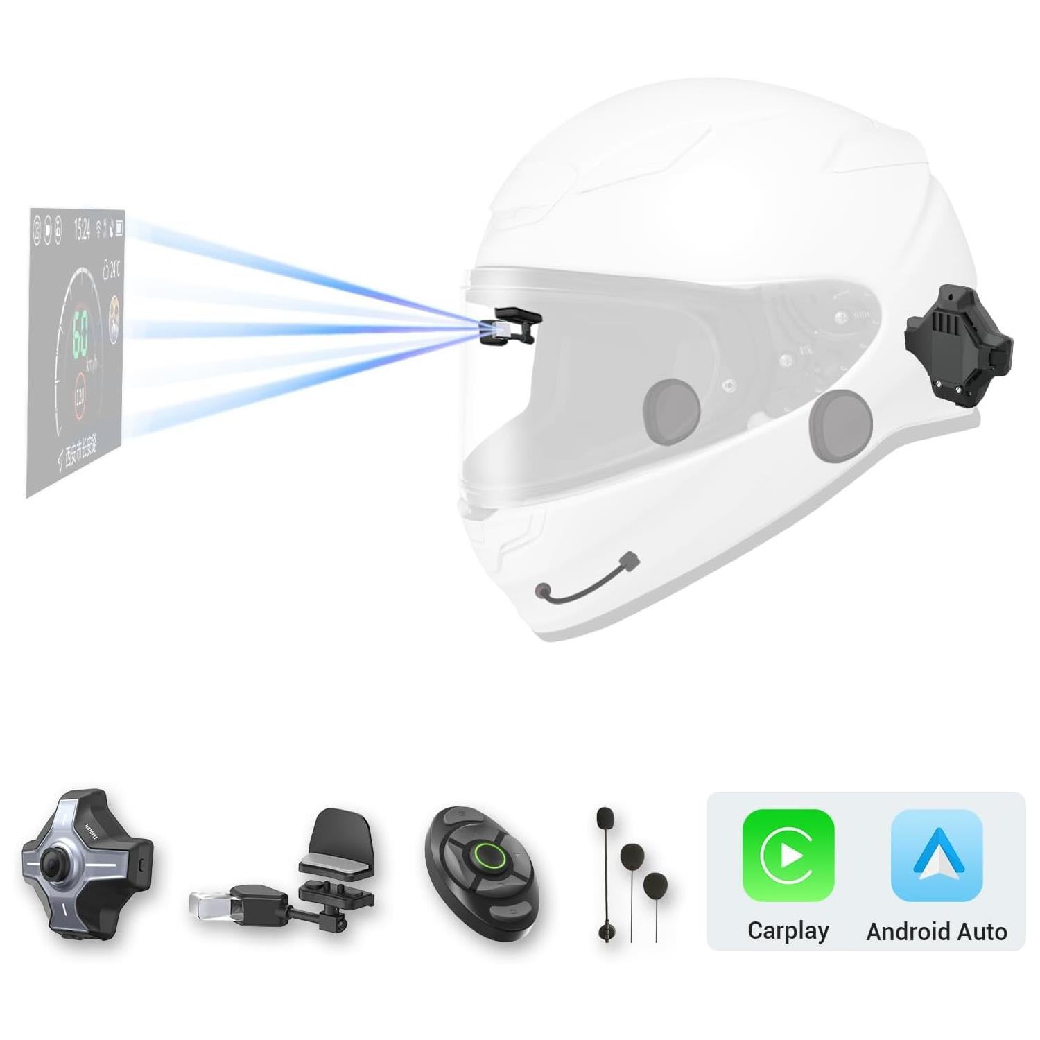 Motoeye E6+ Motosiklet Kaskı Ekranı (HUD) ve Geri Görüş Kamerası