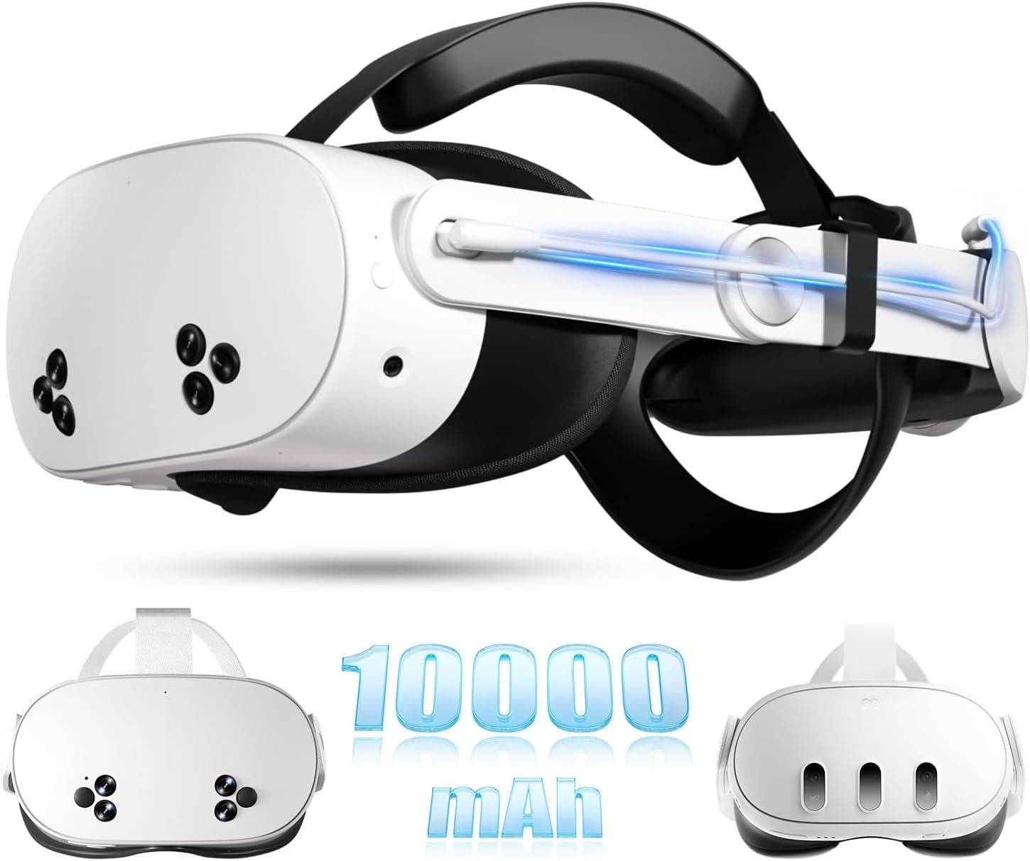Meta Quest 3 ve 3S Uyumlu 10.000 mAh Pilli Kafa Bandı