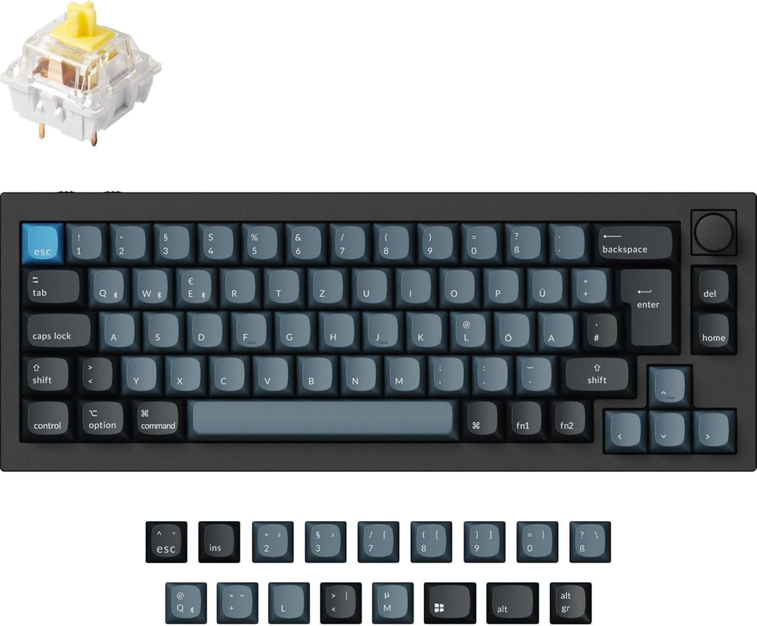 Keychron Q2 Pro RGB QMK/VIA Özel Mekanik Klavye - DE Layout - Karbon Siyahı